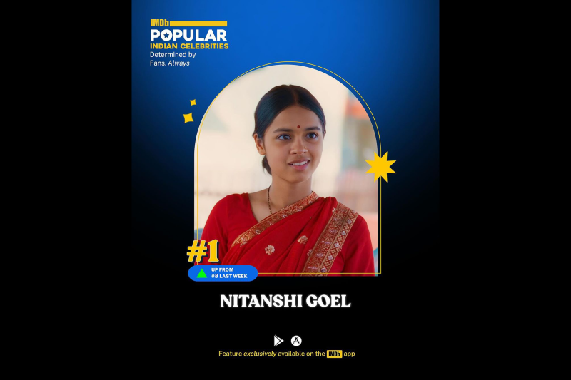 લાપતા લેડીઝની યુવા અભિનેત્રી ફક્ત ૧૬ વર્ષની વયે નિતાંશી ગોયલએ IMDbની લોકપ્રિય ભારતીય સેલિબ્રિટીઝની યાદીમાં ટોચ પર જગ્યા બનાવી