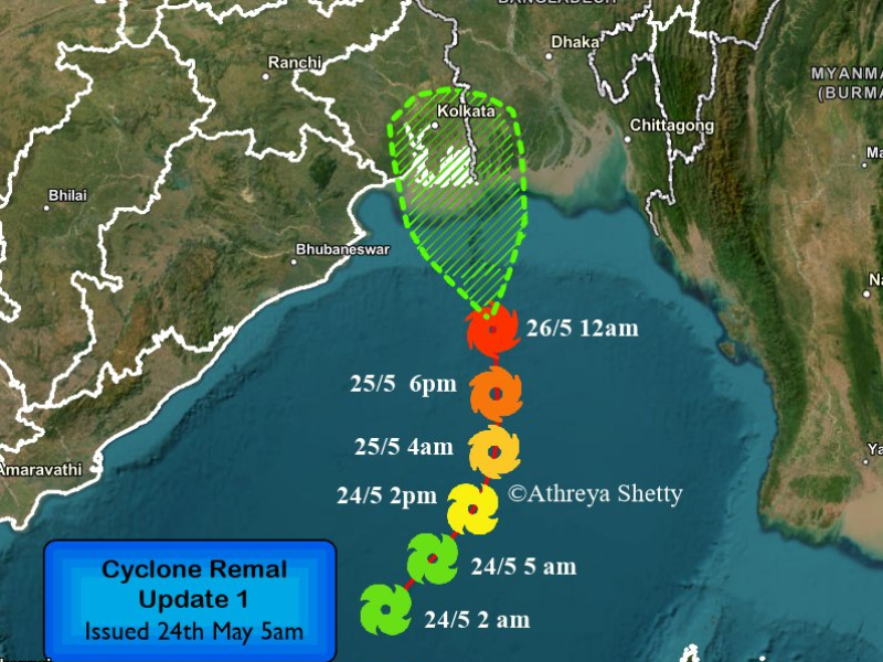 ચક્રવાતને રેમલ નામ આપવામાં આવ્યું  રવિવારે ચક્રવાતની આગાહી 102 કિમી ઝડપે પવન ફૂંકાશે બાંગ્લાદેશ અને પશ્ચિમ બંગાળના દરિયાકાંઠે ત્રાટકશે રેમલ