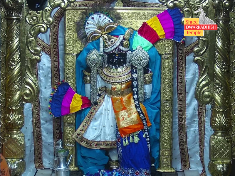 દ્વારકાધીશ જગતમંદિરમાં આજે શરદોત્સવની પરંપરાગત રીતે ઉજવણી રાજાધિરાજ ભગવાન દ્વારકાધીશને રાસેશ્વર કૃષ્ણના ભાવથી શૃંગાર કરાયો