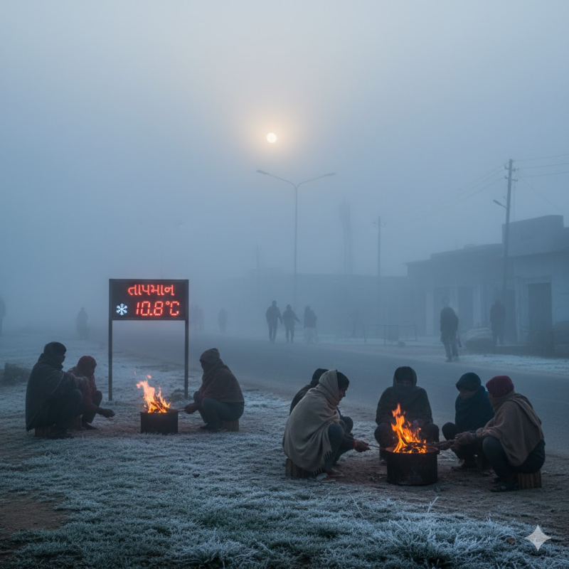 શિયાળો જામ્યો , નલિયામાં તાપમાનનો પારો ૧૦.૮°C પર : લોકોને ગુલાબી ઠંડી અનુભવાઈ.